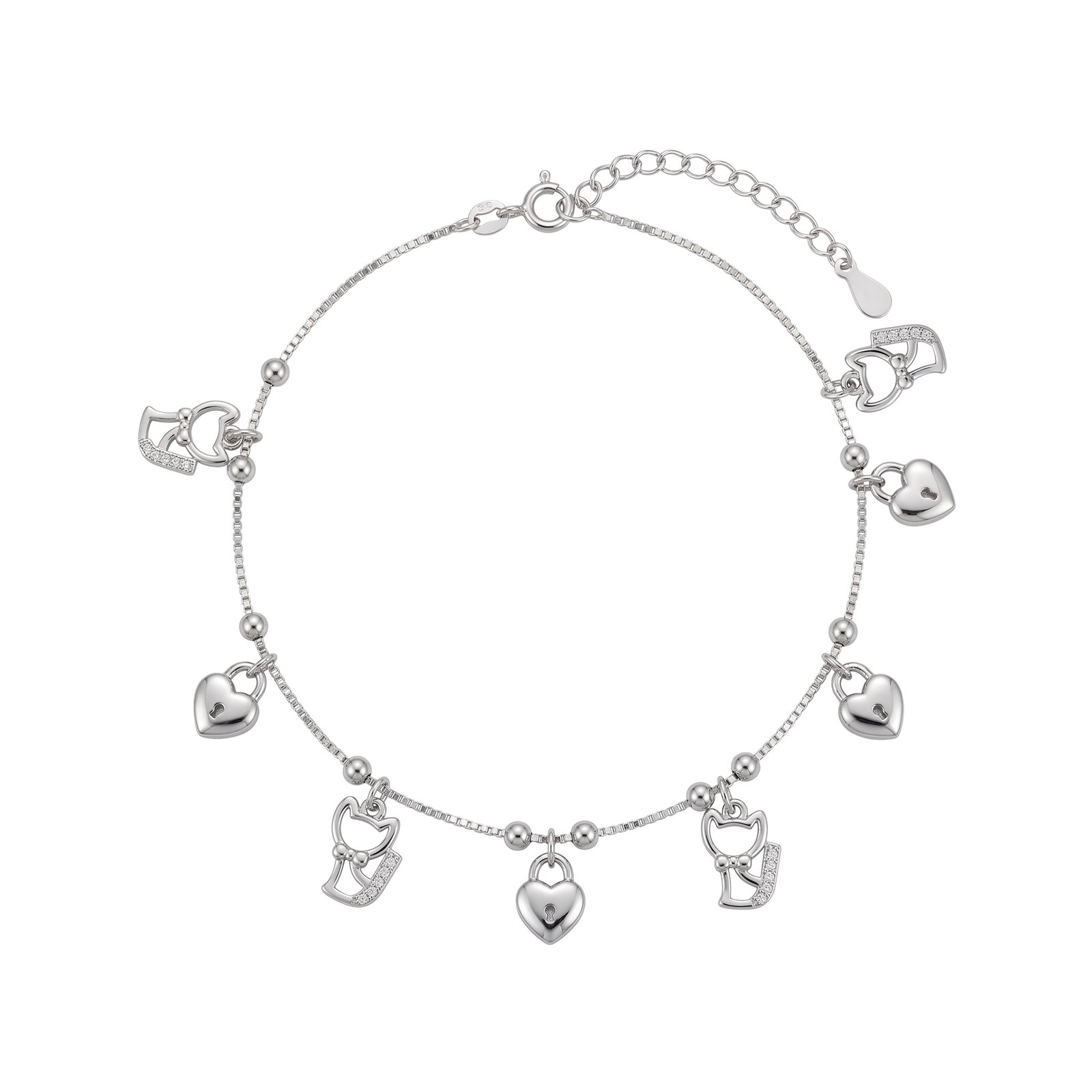 Silver charm anklet